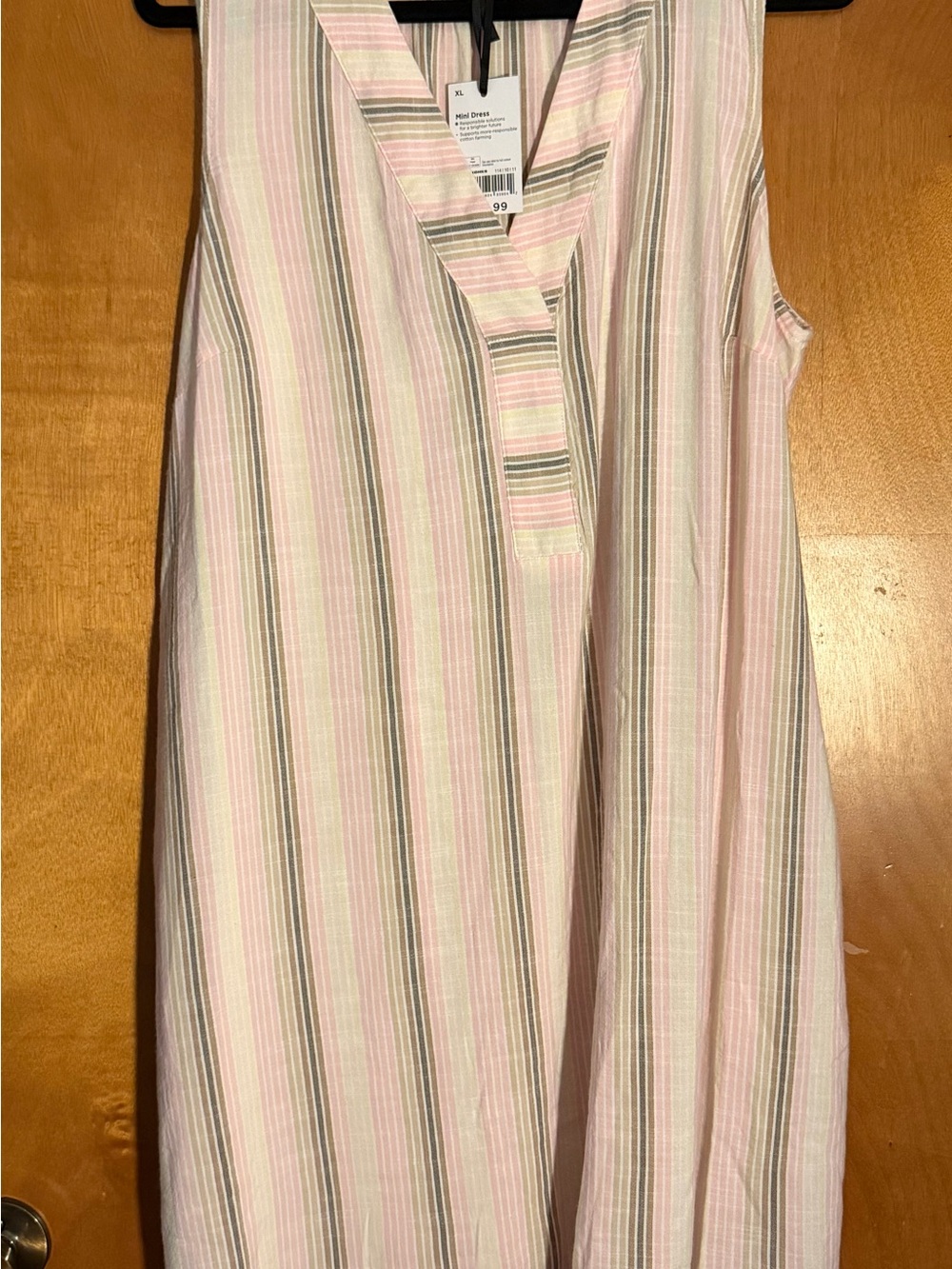 Sonoma Pink Striped Sleeveless V-Neck Dress